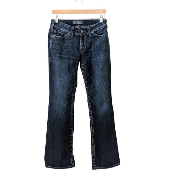 Silver Jeans Suki Surplus Denim Western Flap Pockets Boot Cut Whiskering W28 L32 - Picture 1 of 8